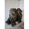 thumbnail image 4 of Nifao A Pair of Giant Lions with Gold Mane Bronze Statues – Garden Outdoor Decor Sculpture, 36"L x 46"W x 58"H, 4 of 12