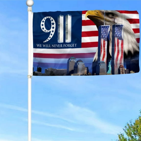 911 Grommet Flag We Will Never Forget 911 Patriot Day Flag Banner with Grommets 3x5Feet Man cave Decor