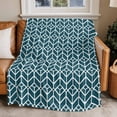 thumbnail image 2 of Abstract Leaf Flannel Blanket for Bed,Travel and Camping, Art Abstract Geometric Teal Leaves Plant Shape Super Soft Cozy Blanket for All Seasons 40"x50", 2 of 7