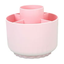 Qocolhg 360-Degree Rotating Desk Organizer, Pen Holders for Desk, 5 Compartment Pen Holder and Art Supply Storage Box for Office and Home, Pink