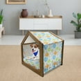 thumbnail image 3 of Floral Pet House, Colorful Sketch Style Roses with Hearts and Leaves Botanic Theme, Outdoor & Indoor Portable Dog Kennel with Pillow and Cover, 5 Sizes, Lime Green Sky Blue, by Ambesonne, 3 of 5