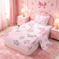thumbnail image 2 of meiyoeat pink Kawaii Floral Twin Sheets,Gray Cute Flowers Bedding,3pcs,1 Fitted Sheet and 1 Pillowcase, 2 of 6