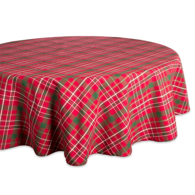 DII 100% algodón, Lavable a máquina, Cena y día Festivo Mantel/servilleta/Camino de Mesa, Tartan Holly Plaid, Redondo de 177.8 cm, 1, 1