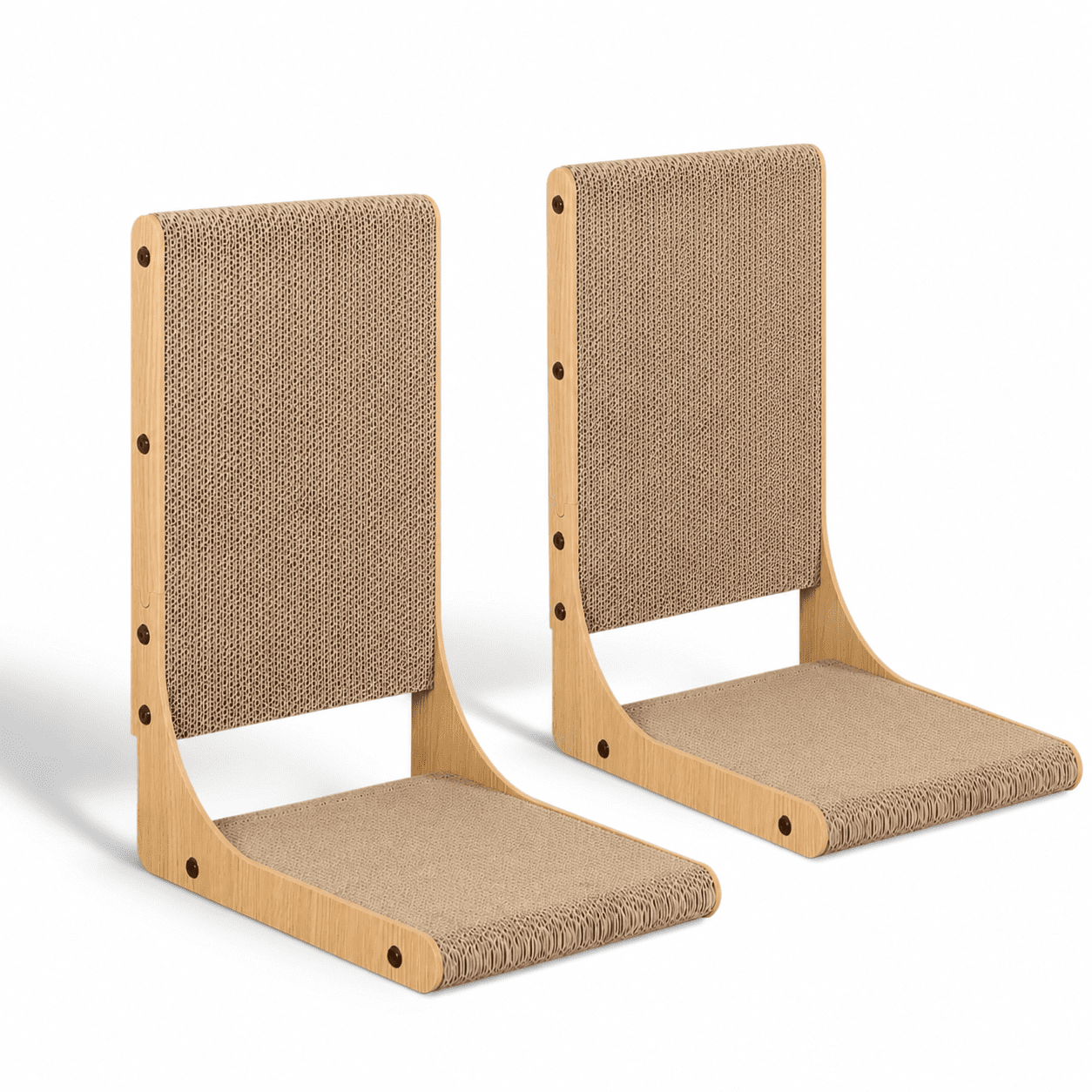 Medium 2PC (19.7 tall) L-shaped Recycled Corrugated Cardboard Cat Pad 2-Pack