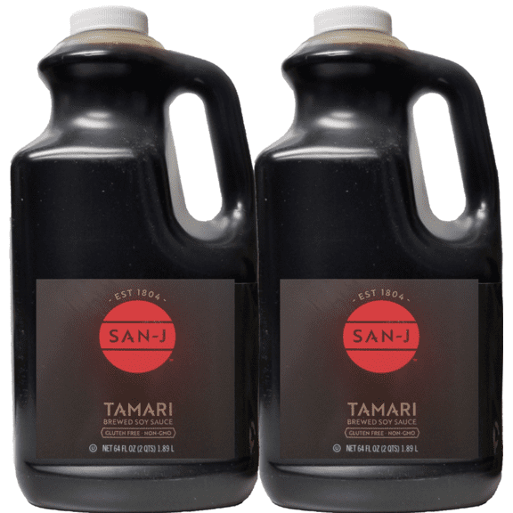 San-J Tamari Brewed Soy Sauce, Gluten-Free, Non-GMO, 64 fl oz (pack of 2)