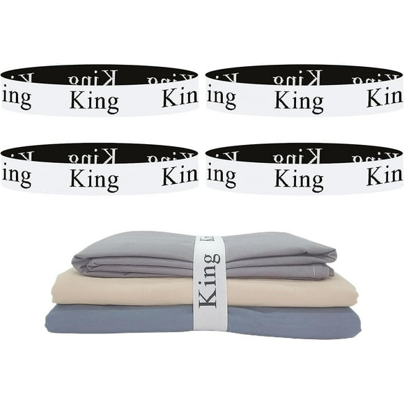 4 Pieces Bed Sheet Organizer Bands - Labels For Bedding And Linen Organization (4pcs King).
