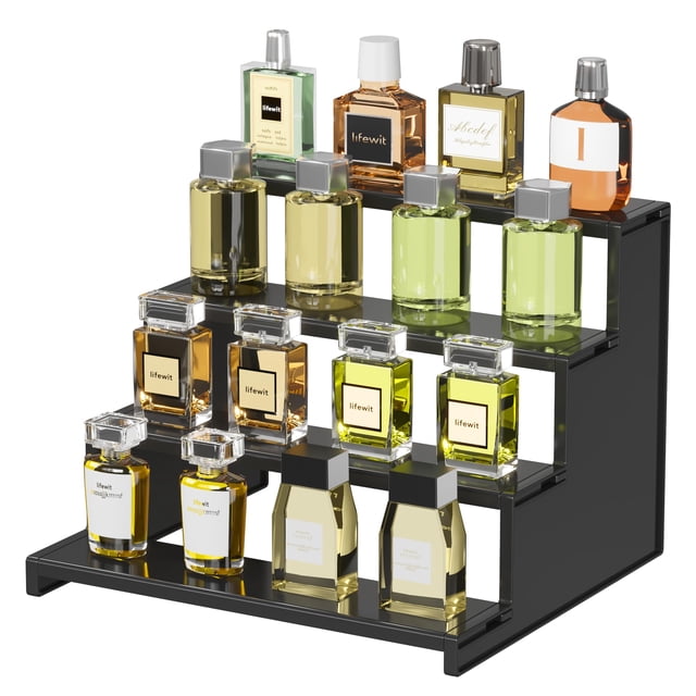 Organizador de perfumes Lifewit, soporte de plástico oscuro para colonias, 30 cm
