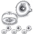 thumbnail image 1 of 4 Pairs Silver Earring Backs, Round Earrings Back Replacements Sterling Silver, 1 of 4