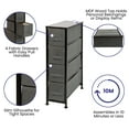 thumbnail image 4 of BizChair 4 Drawer Slim Wood Top Black Cast Iron Frame Dresser Storage Tower with Dark Gray Easy Pull Fabric Drawers, 4 of 11