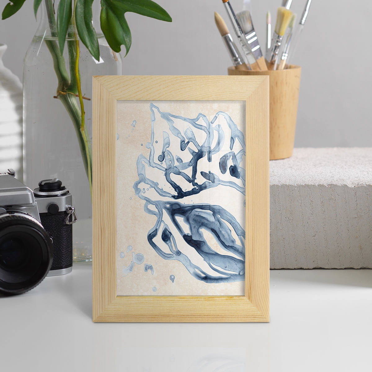 Water Shells II - Framed Print w/glass - Natural Wood