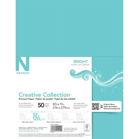 Neenah® Creative Collection™ Specialty Paper, Letter Size (8 1/2" x 11"), 32 Lb, FSC® Certified, Sea Glass, Ream Of 50 Sheets