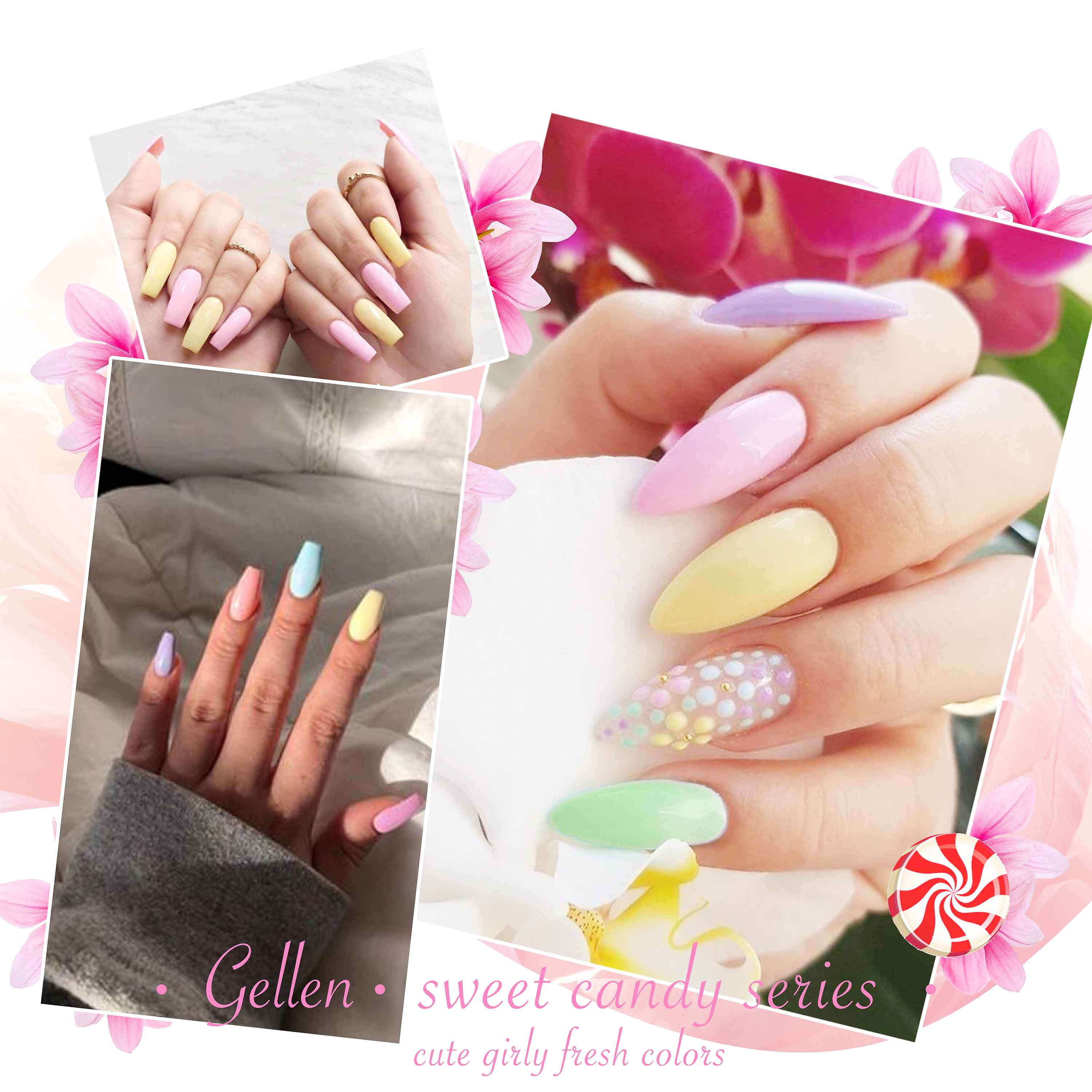 Gellen Gel Nail Polish Starter Kit with 54W UV Light, 6 Colors Light Macaron Gel Polish with Base and Top Coat, Soak Off Gel Polish Kit with UV Nail Lamp, Gel Nail Polish Kit Gift for Women