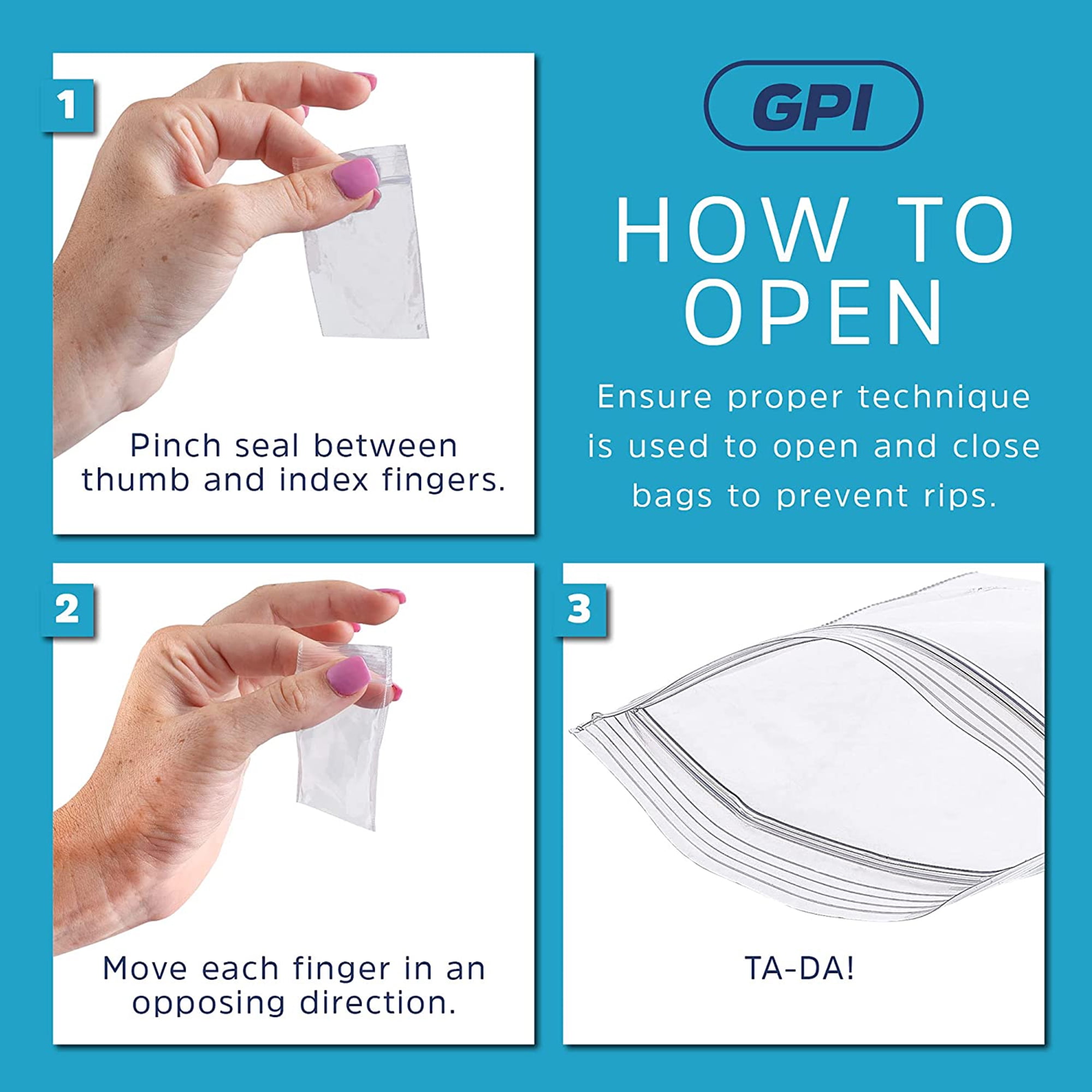 GPI 1” x 1” Small Ziplock Bag for Jewelry Storage, Shipping & Packaging, 1000-Pack