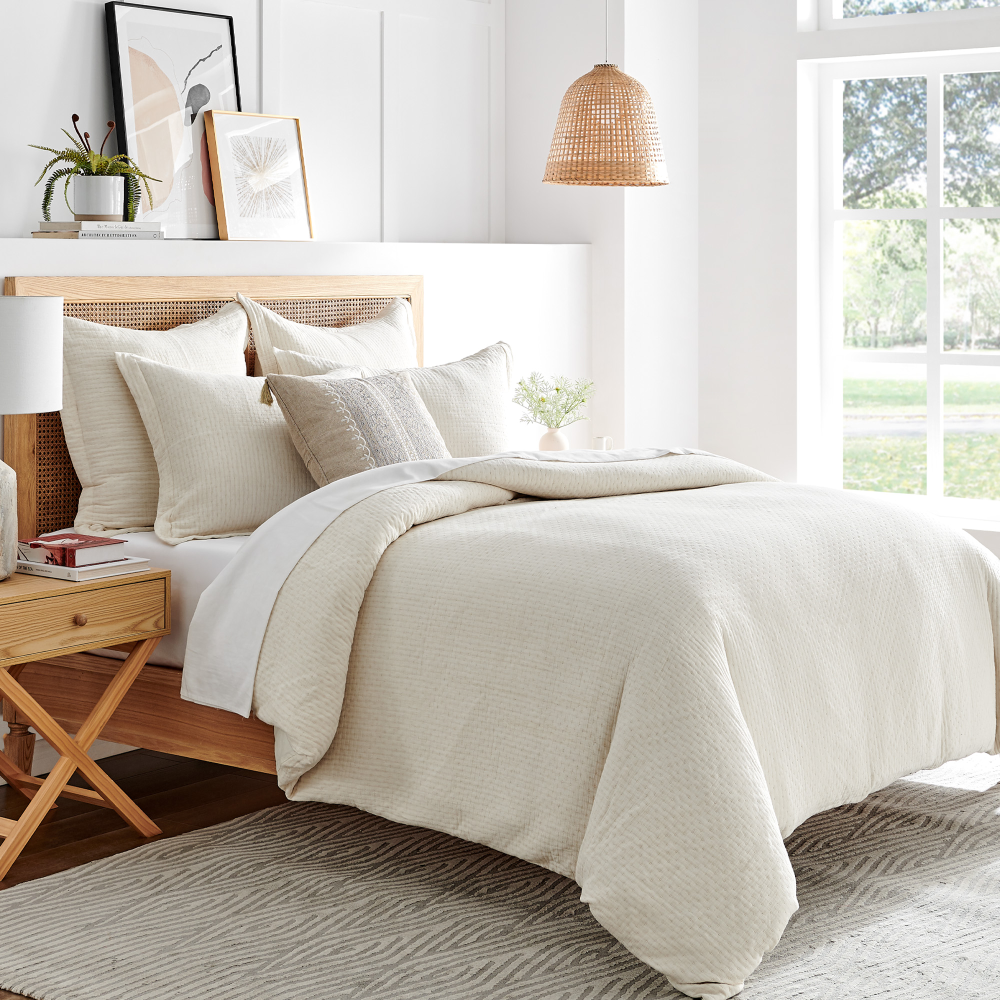Levtex Home - Reede Muslin Cream Euro Shams Set of 2 - Muslin - Cream - Two Euro Sham (26 x 26in.)- Cotton
