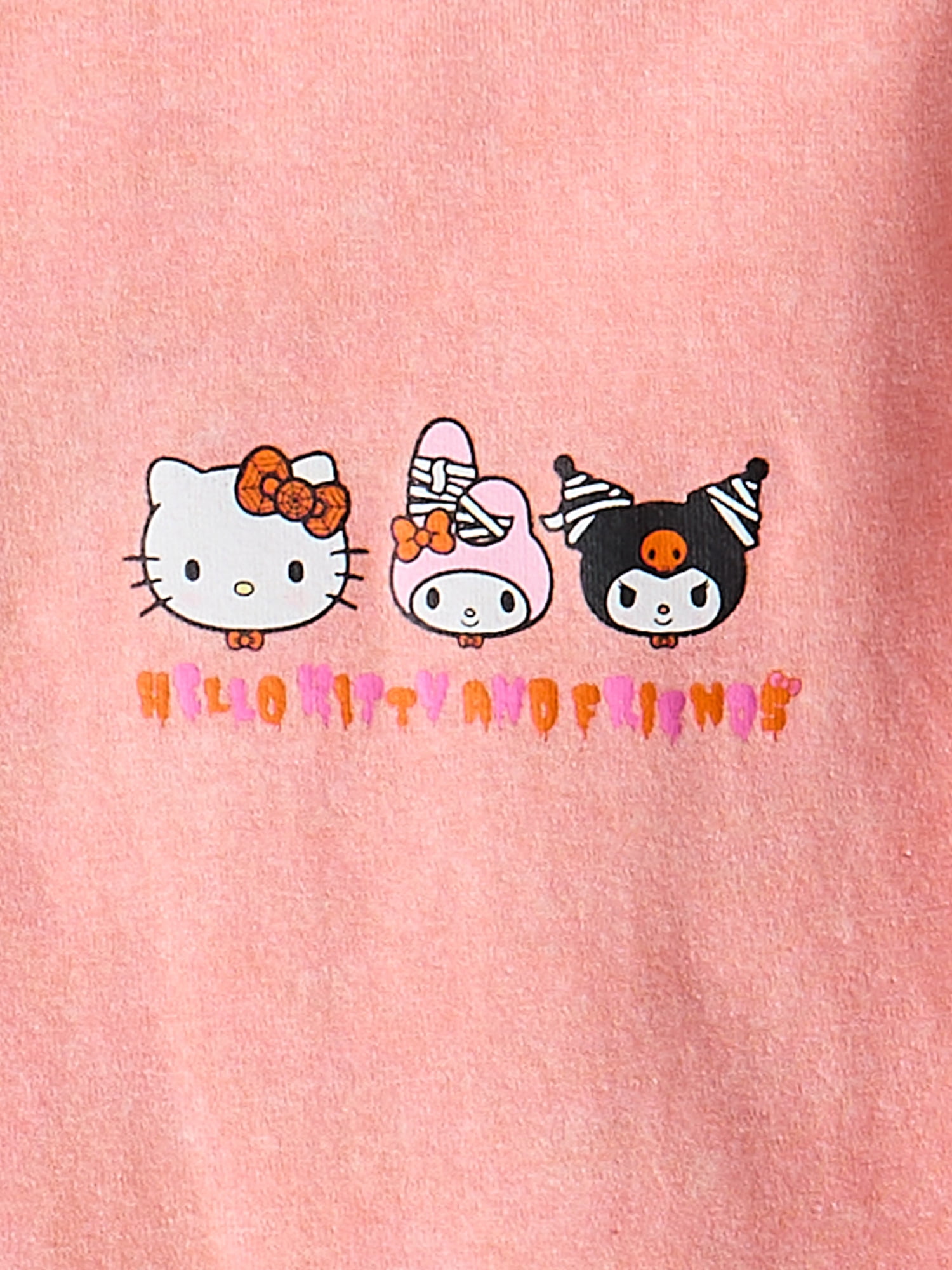 Hello Kitty and Friend’s Girl’s Boxy Halloween Crewneck Tee with Short Sleeves, Sizes 4-16