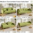 thumbnail image 5 of Convertible Folding Futon Sofa Bed Sleeper Couch for Living Room,70 inch Linen Upholstered Recliner Loveseat Daybed with Adjustable Backrest,2 Throw Pillows for Compact Space,Dorm,Green, 5 of 7