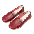 thumbnail image 2 of hopeusnice Women's Faux Leather Wedges Shoes Slip On Flats Loafers Comfortable Breathable Shoes Low Heel Walking Shoes Driving Shoes for Women Red 38, 2 of 5