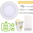 thumbnail image 4 of FOCUSLINE Silver Dinnerware Set, Heavy Duty Disposable Plastic Plates, 50 Plastic Plates-25 Plastic Silverware-25 Plastic Cups-25 Paper Napkins, 175 Pack, 4 of 9