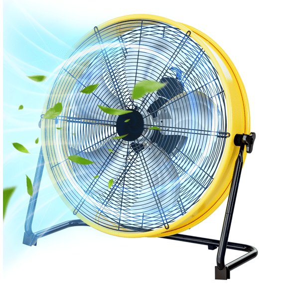 Rocyis 20 inch 4650 Cfm Industrial High Velocity Drum Fan - 4 Speed Air Circulation Fan for Factory, Warehouse, and Commercial (Yellow)