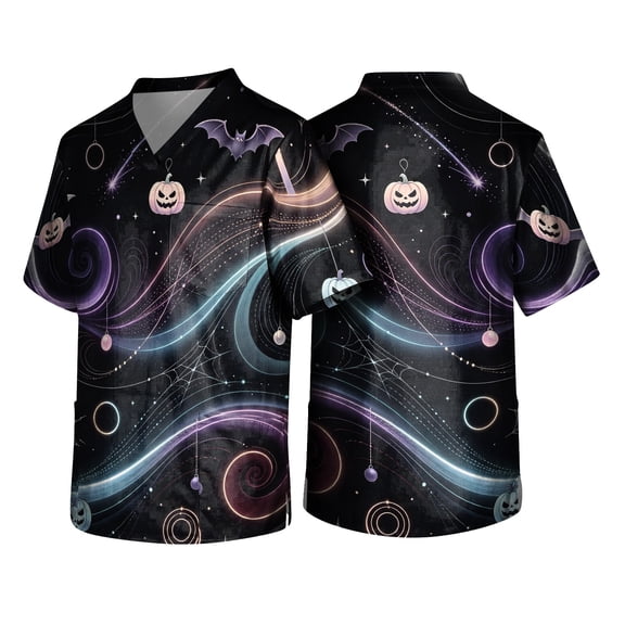Domuza Men's Novelty Skull Scrub T-Shirt Skull Graphics Casual Short Sleeve V Neck Tshirts Trendy Comfort Funny Medical Tops with 3 Pocket White 3XL