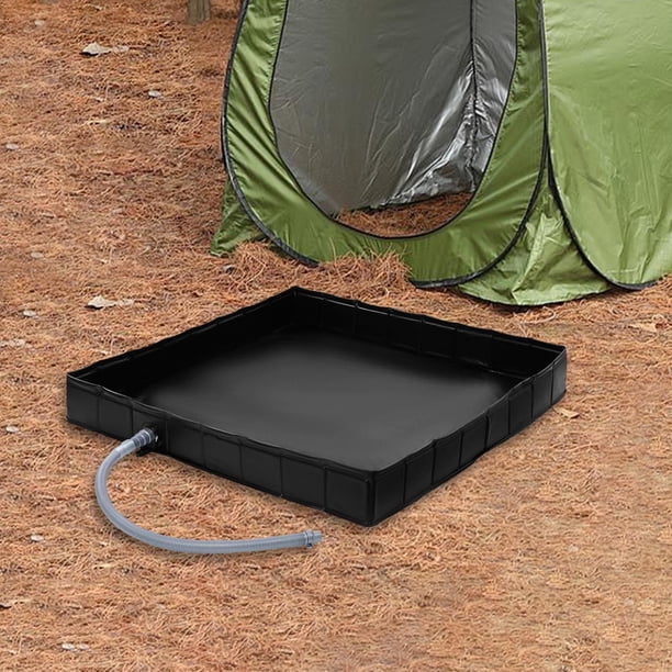 Base De Ducha Plegable Portátil 80x80cm - Bandeja Anti-Deslizante Con Tubo De Drenaje Para Camping, Caravanas Y Toldo - Fácil De Transportar