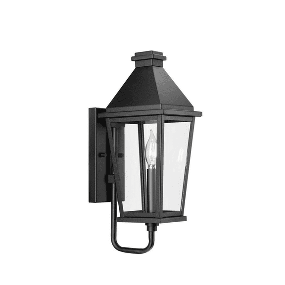 Open Box Progress Lighting 1-Light Textured Black Outdoor Lantern Richmond Hill Clear Glass Modern Farmhouse Small Wall Sconce No Bulbs Included