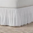 thumbnail image 4 of Easy Fit Adjustable Pom Pom Fringe Bed Skirt, Queen/King in White, 4 of 5