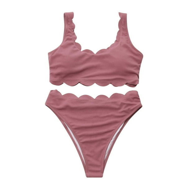 Traje de baño dividido cómodo de color sólido con correas elegantes para mujer Conjunto de ropa de playa Bikini OAVQHLG3B Store lin121212