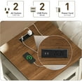 thumbnail image 5 of Farmhouse End Table Set of 2, 24''Large Sofa Side Table with LED Light and Charging Station, Square Nightstand with Side Shelves and 2 Drawers, for Bedroom, Living Room.White and Walnut, 5 of 9