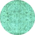 thumbnail image 1 of Ahgly Company Indoor Round Persian Turquoise Blue Traditional Area Rugs, 4' Round, 1 of 4