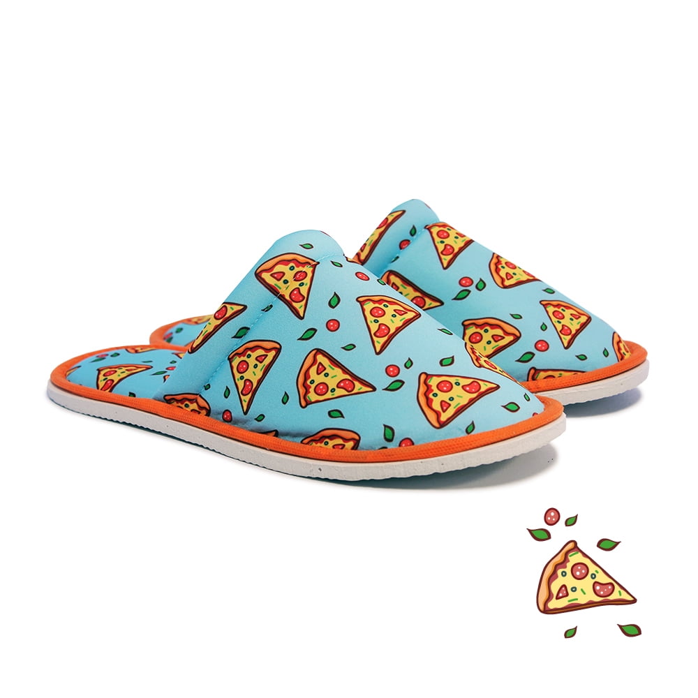 Chochili Men Pizza Slices Home Slippers Green Lightweight Silent
