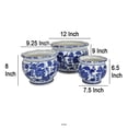 thumbnail image 3 of Benjara 3pc Modern Planter- Japanese Inspired Art Design- Blue White Ceramic, 3 of 6