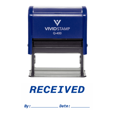 Vivid Stamp RECEIVED By Date Self Inking Rubber Stamp (Blue Ink) Medium