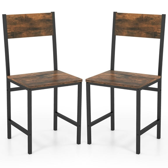 Gymax Set of 2 Dining Chairs w/Metal Legs Slanted Back Wide Seat for Living Room