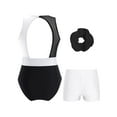 thumbnail image 2 of Doomiva Kids Girls Sleeveless Cutout Back Gymnastics Leotard Athletic Ballet Dance Biketard and Shorts Hair Tie Set White 12, 2 of 5