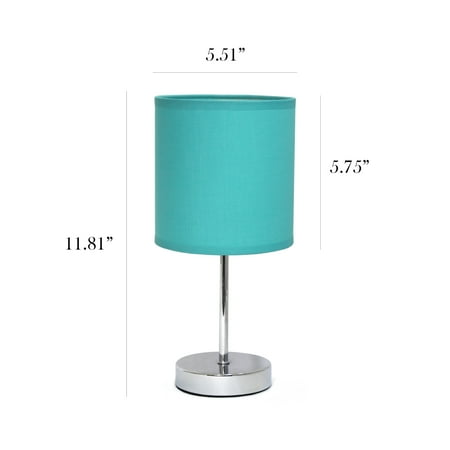 Simple Designs - Chrome Mini Basic Table Lamp with Fabric Shade 2 Pack Set