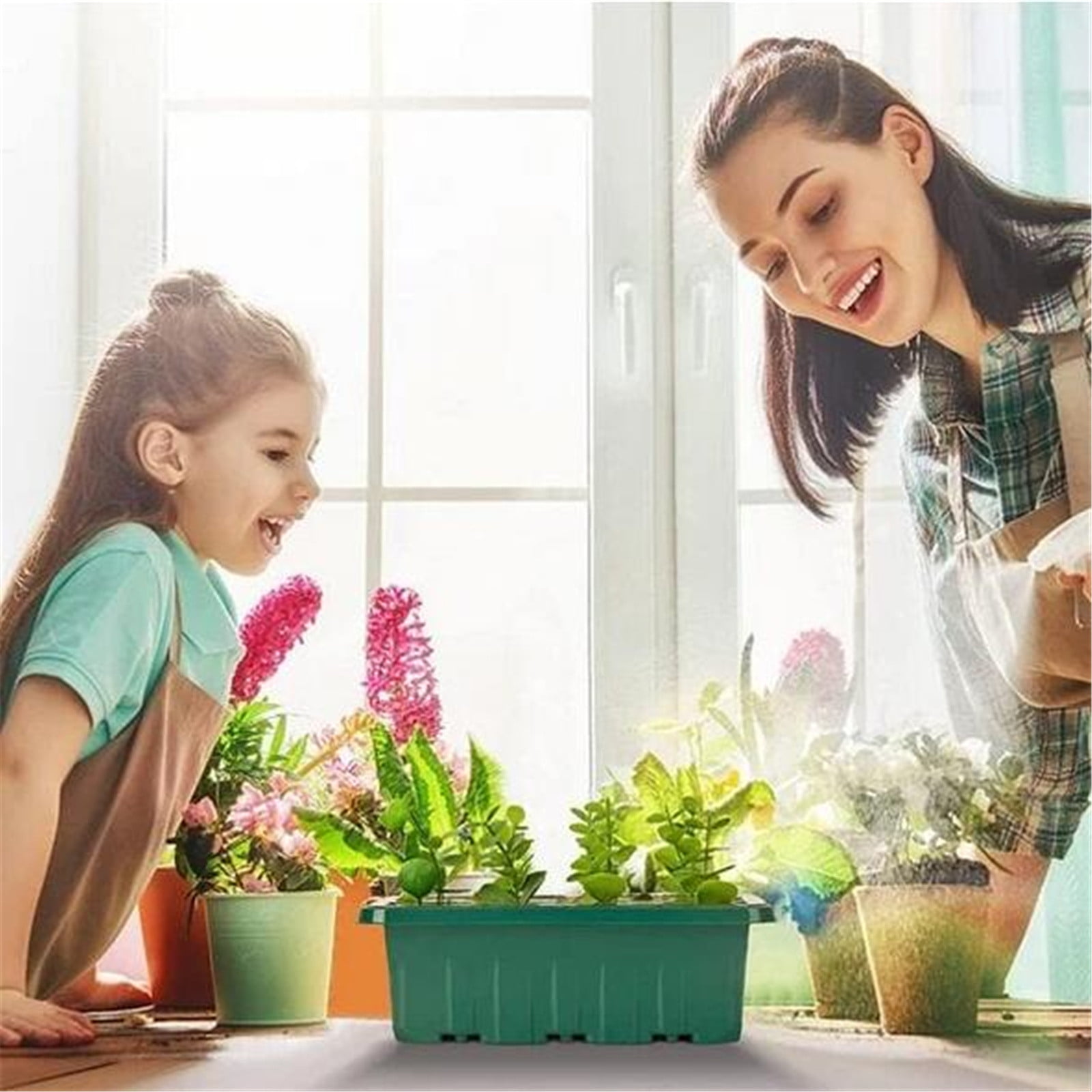 Herrnalise Seedling Trays Seed Starter Tray With Plant Grow Light, 5 PACK Mini Propagator Plant Grow Kit Greenhouse with Humidity Vented Domes and Base for Seeds' Starting (14 Cells Per Tray)