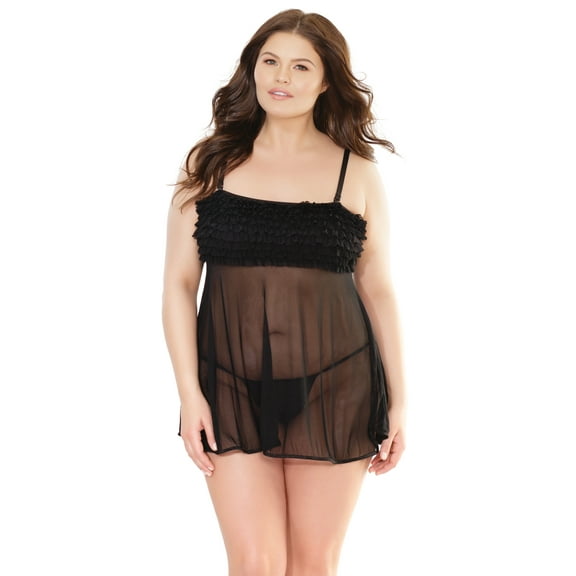 Coquette - 2534 - Ruffle Baby Doll - BLACK