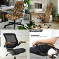 thumbnail image 2 of FKELYI Amber Leopard Print Office Chair Cover with Armrest Covers 3 Pcs Set Swivel Chair Slipcover Computer Chair Protector for Home Office Decor, Small, 2 of 6