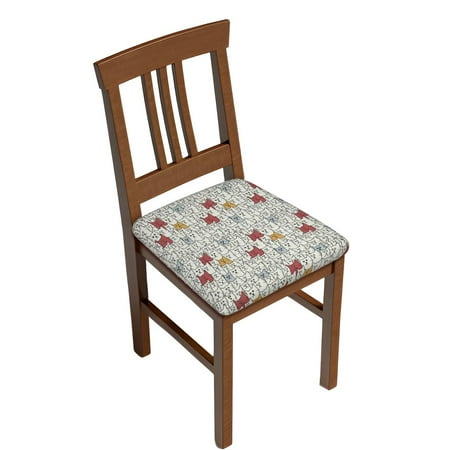 

JUNZAN Funny Cat White Print Dining Chair Seat Covers Stretch Fitted Dining Room Upholstered Chair Seat Cushion Cover