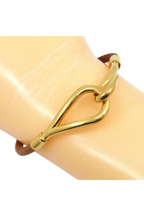 Pre-Owned Hermes Jumbo Bracelet, Gold Plated x Leather, Approx. 10.2g, Unisex