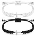 thumbnail image 1 of 2 pulseras cruzadas de la amistad, pulseras tejidas de cordón negro, dijes cruzados, pulseras de pareja emparejadas a mano ajustables para mujeres, 1 of 5