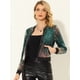 thumbnail image 3 of Chaqueta de lentejuelas para mujer Brillante Ombre Manga larga Cremallera Sparkle Party Bomber Chaquetas Verde azul S, 3 of 6
