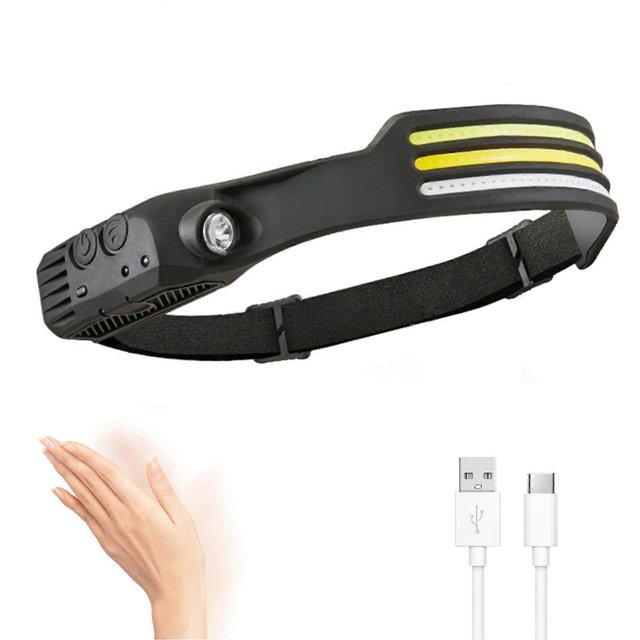 230 Wide Beam COB LED Rechargeable Headlamps, 1800mah Motion Sensor Waterproof Flashlight for Hiking, Running, Cycling, Fishing, Repairing