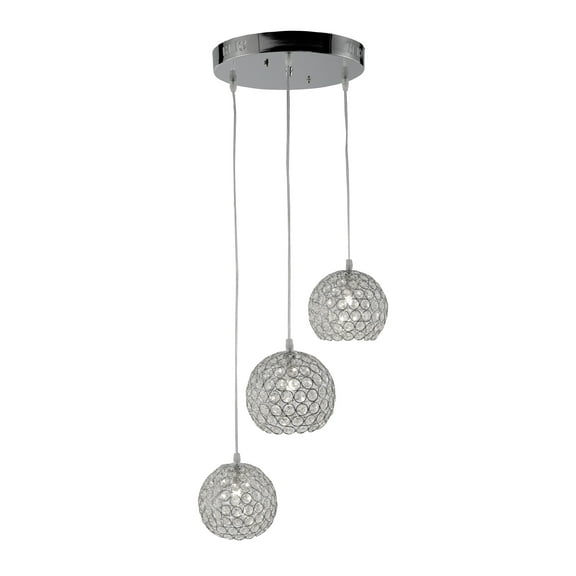 Artistry Lighting Pendant Collection 11"x44" Polished Chrome 3-Light Dome Crystal Pendant Light