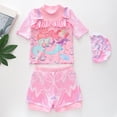 thumbnail image 2 of ZXLBBD Swimsuits for Girls 3 Piece Short Sleeve Cartoon Printed Ruffled and Bow Tie for Toddler Kids Breathable Holiday Surfing, 2 of 7