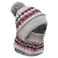 thumbnail image 2 of 3 in 1 Beanie Hat with Scarf and Mask,Winter Hats for Women Thermal Fleece Hoodie Balaclava Face Masks Knitted Ski Mask Set(Grey), 2 of 9