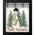 thumbnail image 2 of Jacobs, Cindy 12x14 Black Modern Framed Museum Art Print Titled - Happy Holidays Snowman, 2 of 5