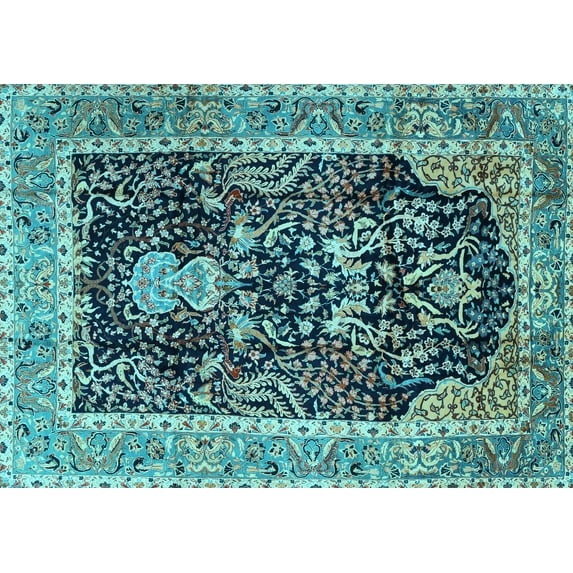Ahgly Company Indoor Rectangle Animal Light Blue Traditional Area Rugs, 6' x 9'