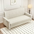 thumbnail image 2 of 57" Multi-functional Storage Loveseat Sofa,Upholstered 2 Seat Sofa with Side Pockets for Living Room, Bedroom, Office, Small Space,Beige, 2 of 7